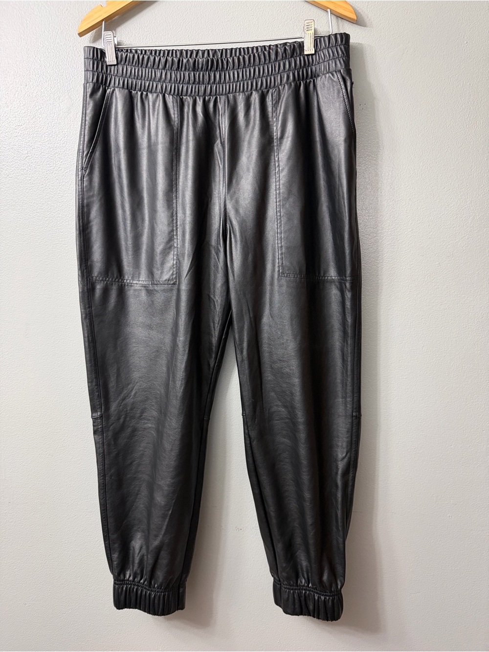 Calia by Carrie Underwood Black Faux Leather Jogger Pants Large